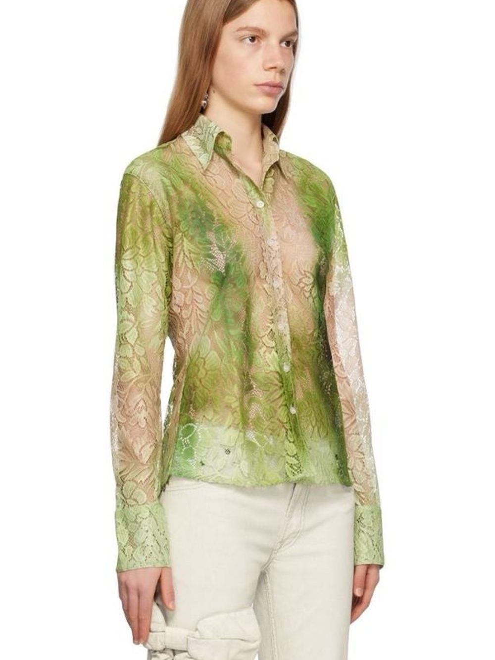 Acne Studios Floral Lace Gradient Effect Button down shirt